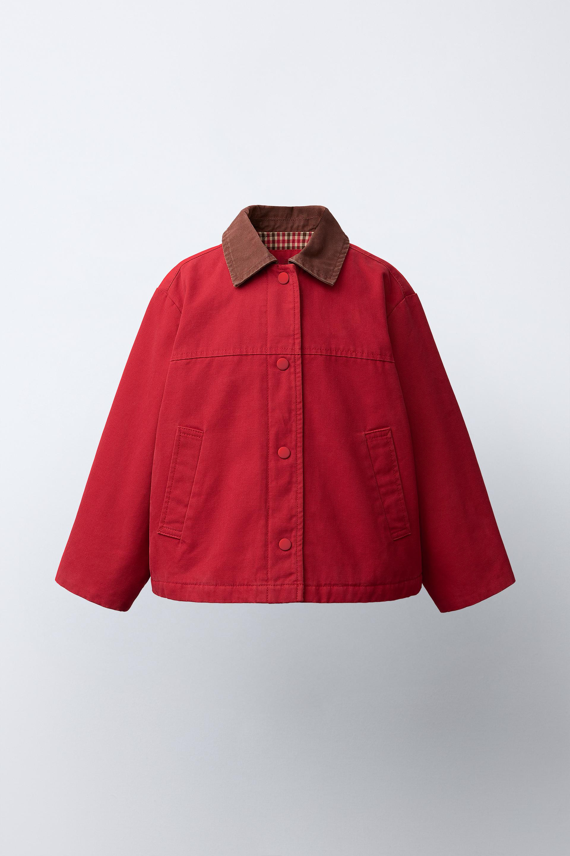 Zara - Canvas Jacket With Contrasting Collar - Red - 1½ Years (33,9 Inches) - Kids | Zara US