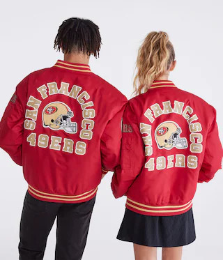 San Francisco 49ers Helmet Bomber Jacket | Aeropostale