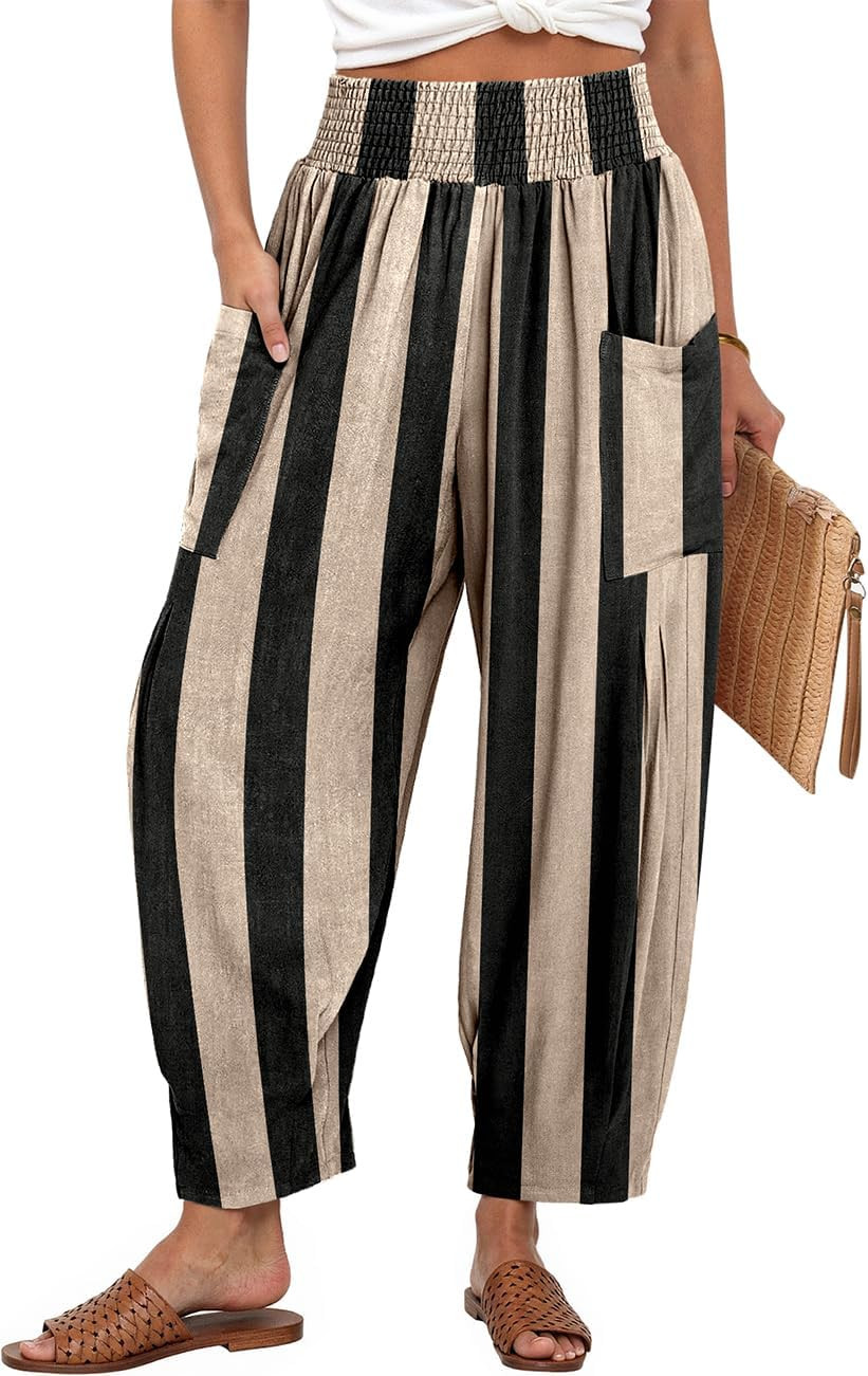 TARSE Women's Linen Wide Leg Pants Baggy High Waist Palazzo Pants | Amazon (US)