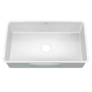 Pintura White Porcelain Enameled 32 in. Single Bowl Undermount Kitchen Sink | The Home Depot