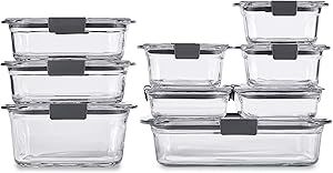 Rubbermaid Brilliance Glass Storage Set of 9 Food Containers with Lids (18 Pieces Total), Set, As... | Amazon (US)