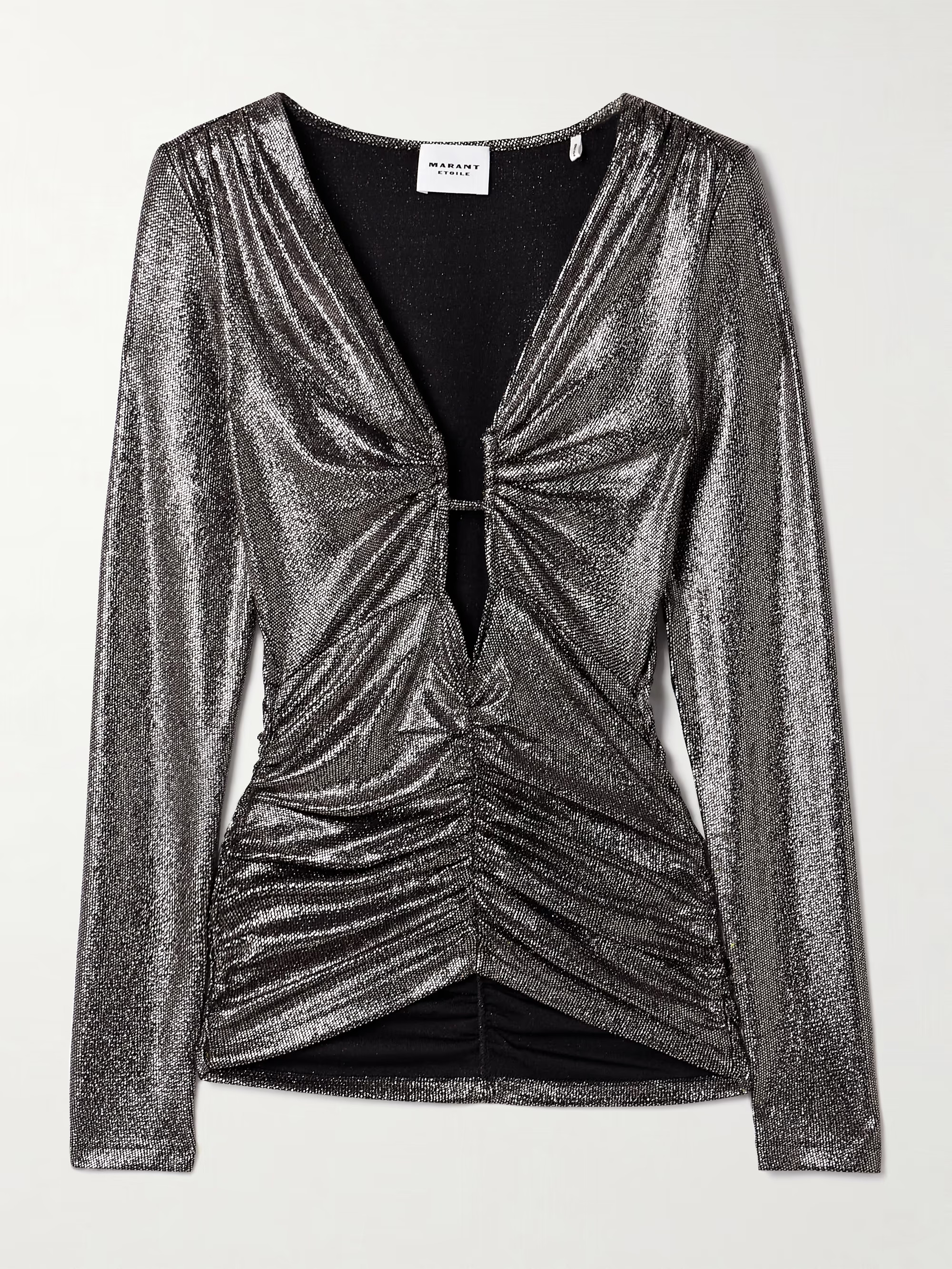 Buffy cutout ruched metallic stretch-jersey top | NET-A-PORTER (US)