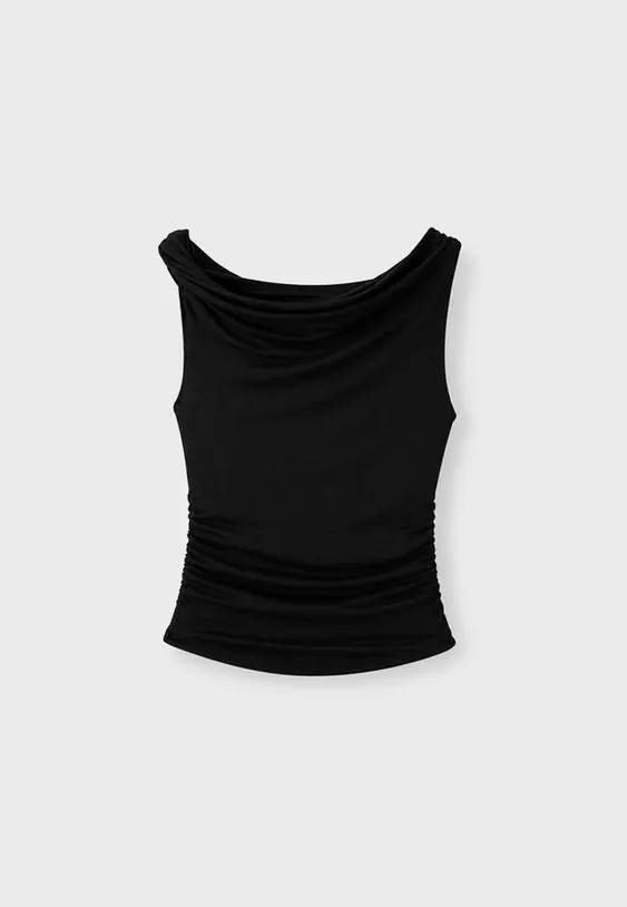 Stradivarius Top asymétrique froncé  DENIM GRIS DÉLAVÉ XS | Stradivarius (FR)