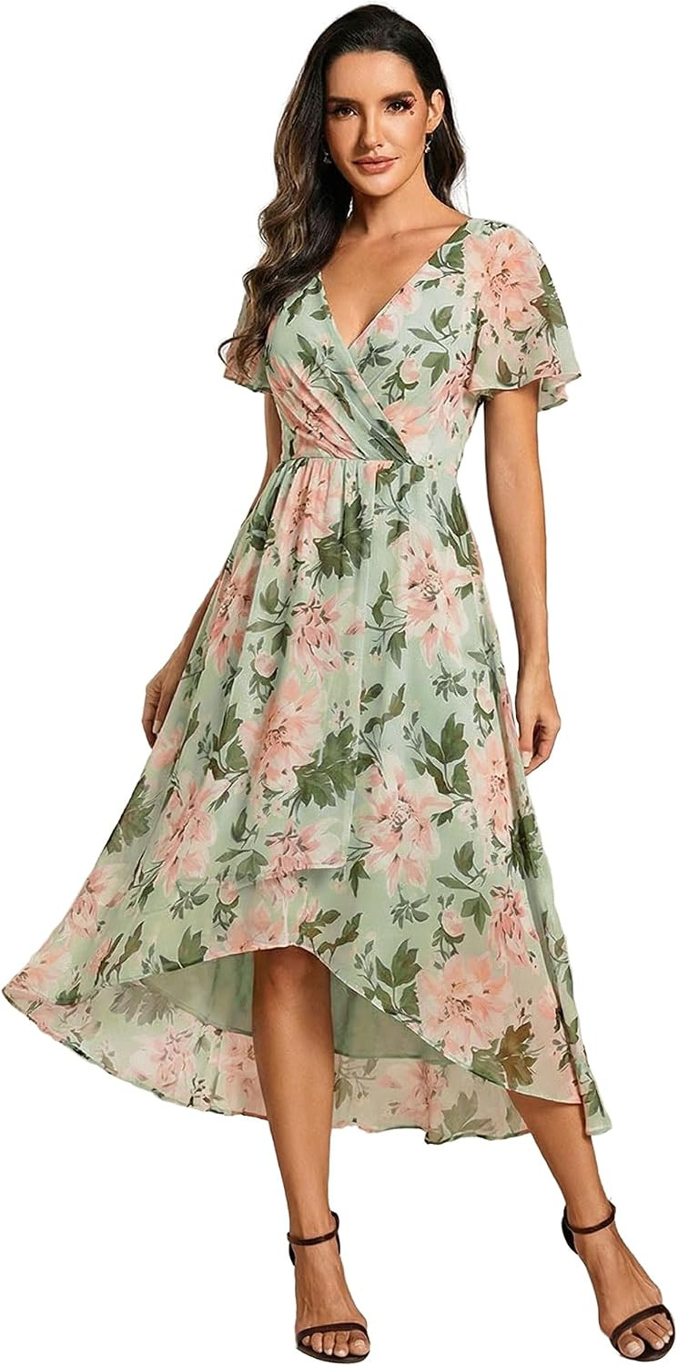 Ever-Pretty Women's Chiffon Midi Wedding Guest Dress Semi Formal Dresses | Amazon (US)
