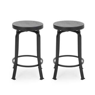 Noble House Skyla 24.25 in. Black Swivel Bar Stool (Set of 2) 70051 - The Home Depot | The Home Depot