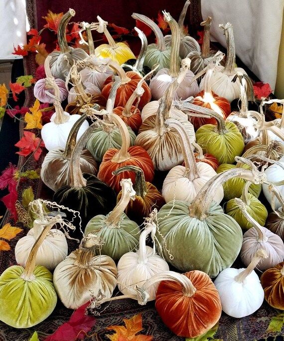 Velvet Pumpkins Real Stems MANY Colors! BEST SELLER! Thanksgiving Table Centerpiece Fall Decor Ho... | Etsy (US)
