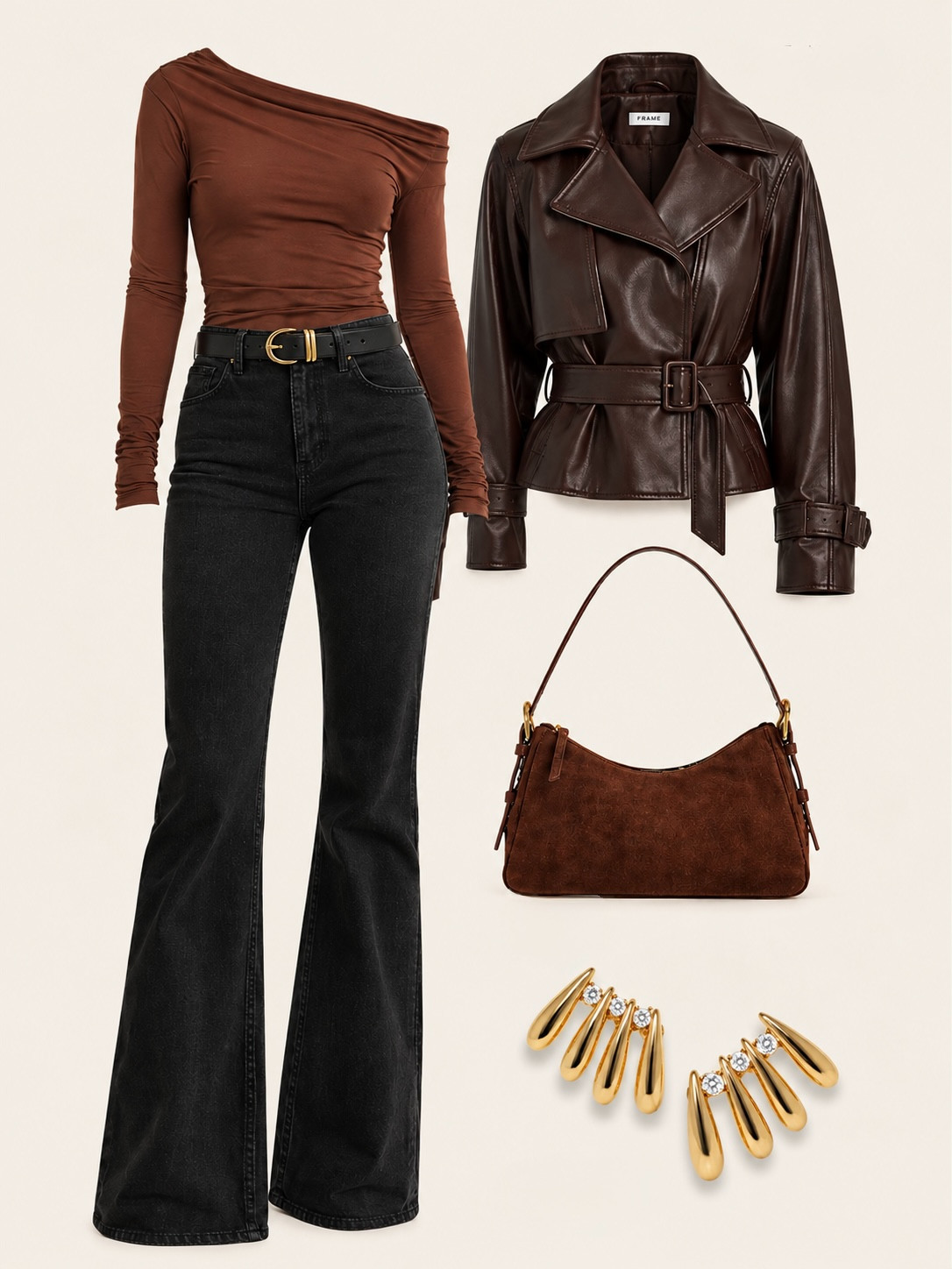 Your next Fall outfit 🍁
Shades of brown, draping and a bit of flare.
Very simple - with just the right amount of detail. 

 #LTKgrwm #LTKootd #LTKMidsize