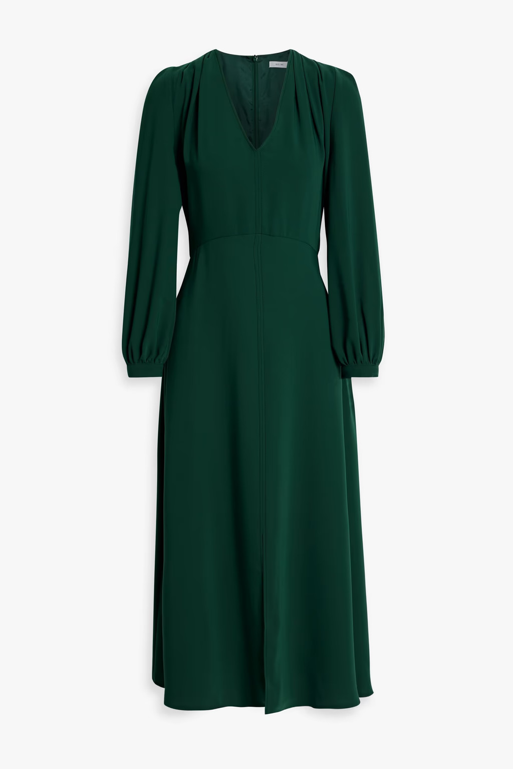 Forest green Camille pleated crepe midi dress | IRIS & INK | THE OUTNET | The Outnet (UK and Europe)