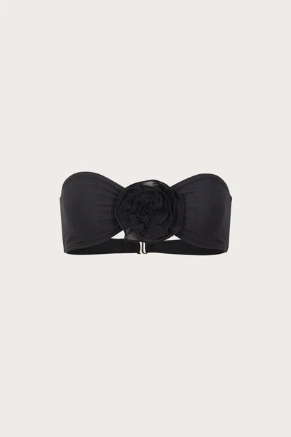 Rose Bandeau Top (Faux Suede Black/Black) | SAME