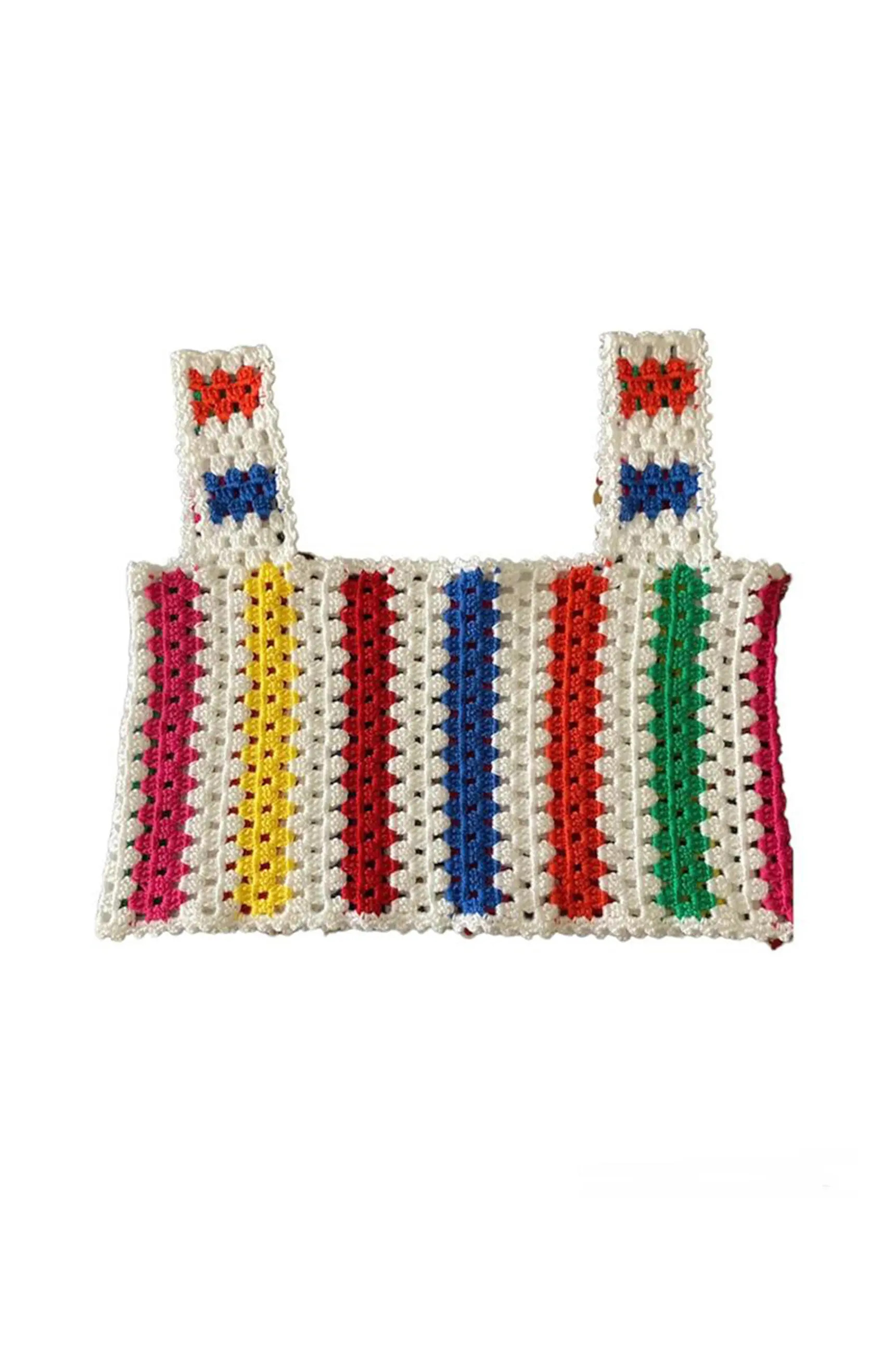 Hand-Made Knitted Striped Crochet Crop Top, Little Kid-Big Kid | Nordstrom