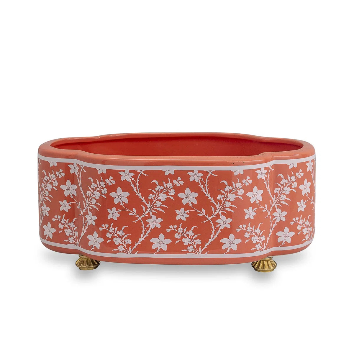 Foral Vine Stone Scallop Planter | Perigold