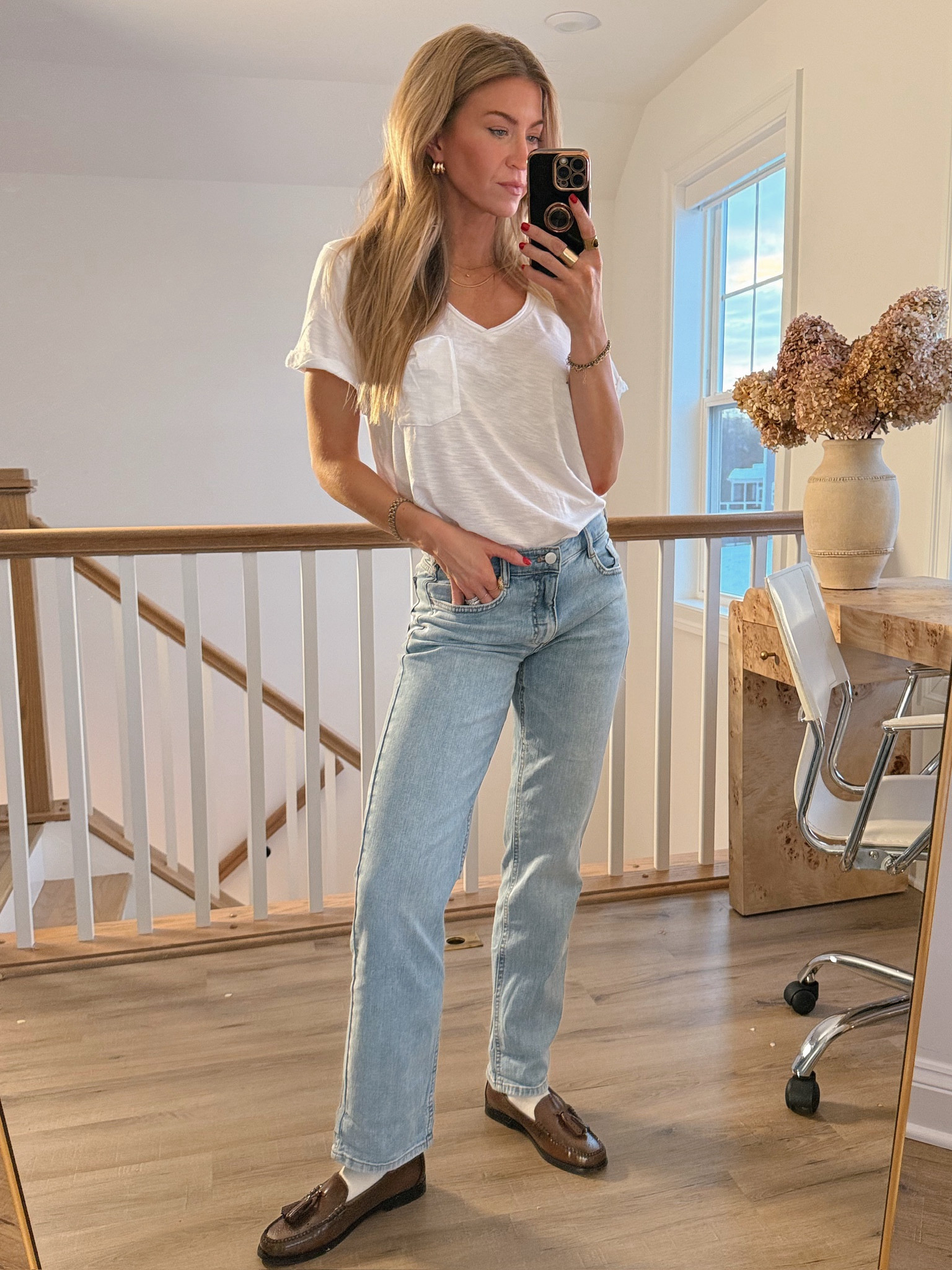 White V-Neck Tee + Denim Casual Outfit. 
White Tee: Runs slightly oversized. Wearing size M
Denim: Run TTS. Wearing color: Denim Light
Loafers: Run TTS

#LTKSeasonal #LTKStyleTip #LTKBeauty