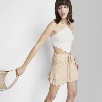 Women's Knit Tiered Mini A-Line Skirt - Wild Fable™ Almond L | Target