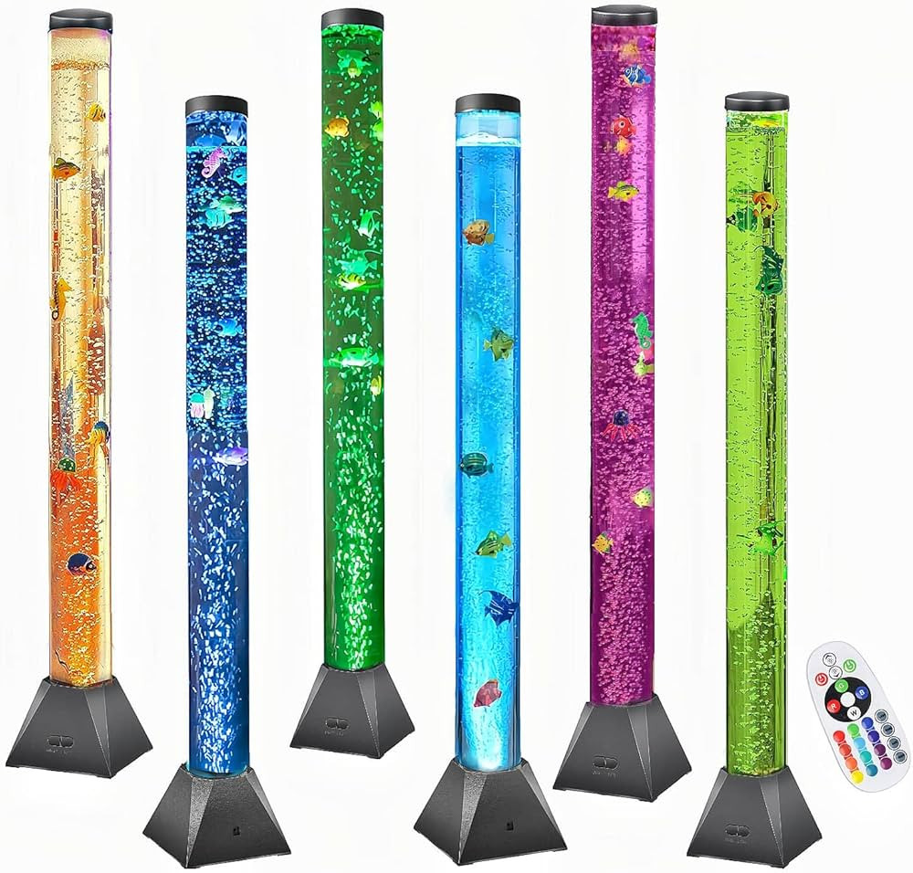 Sensory LED Bubble Tube 4FT with 10 Fish, 20 Color Remote and Tall Water Tower Tank LED Night Lig... | Amazon (US)