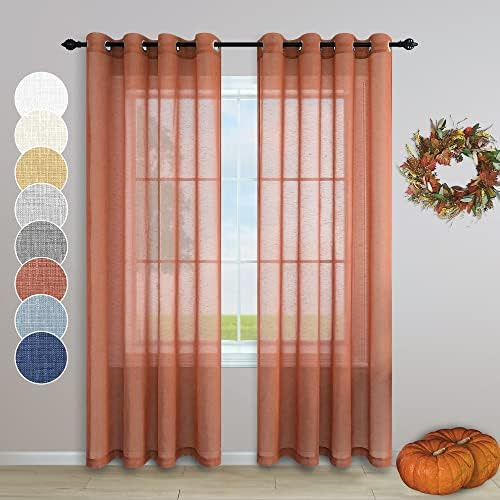 Rust Curtains 96 Inches Long for Living Room 2 Panels Grommet Drape Linen Lightweight Flowy Color... | Amazon (US)
