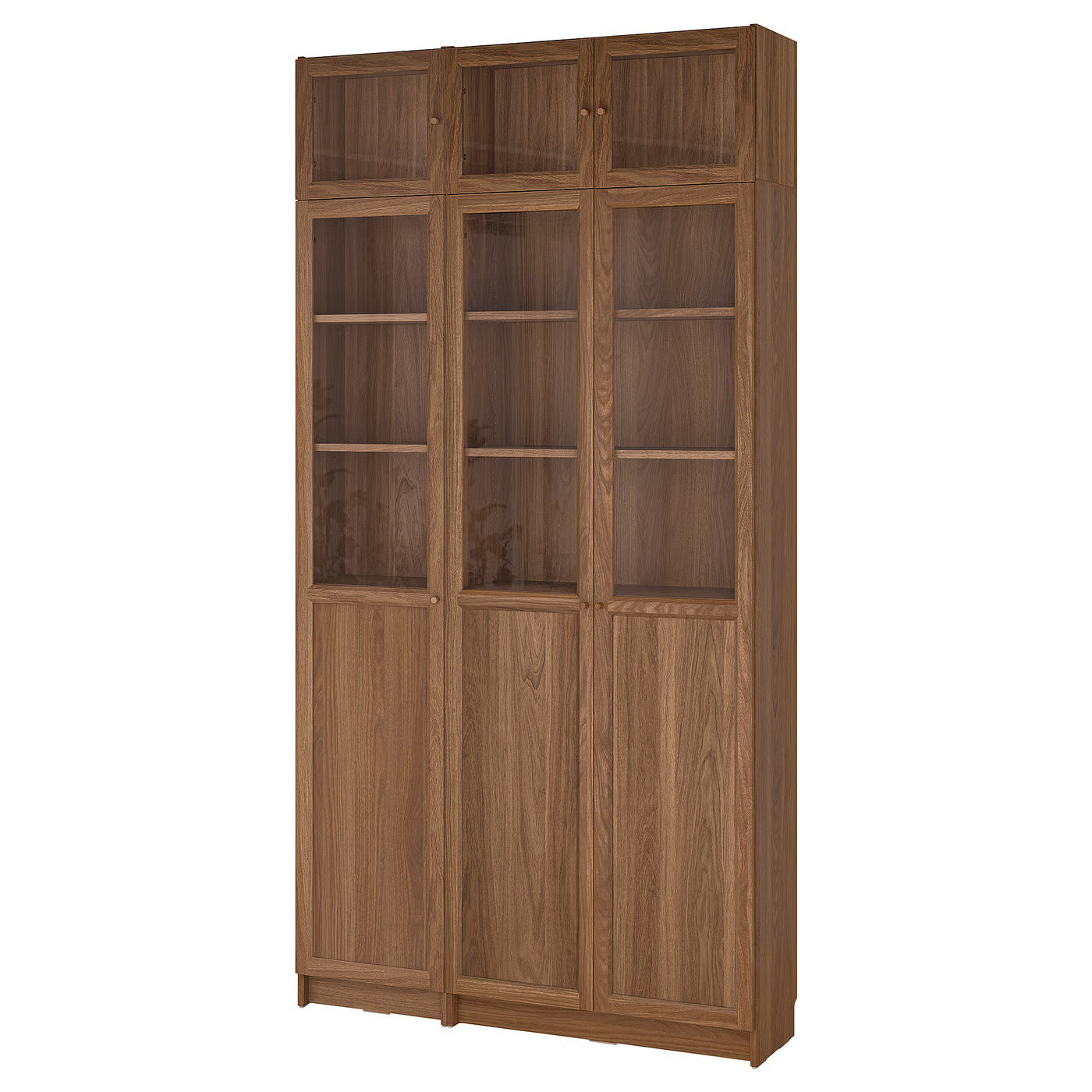 IKEA BILLY / OXBERG bookcase with height extension unit/panel/glass doors, brown walnut effect/clear glass, 47 1/4x11 3/4x93 1/4 | IKEA US