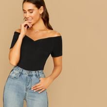 Off-the-Shoulder Form-Fitting Top | SHEIN