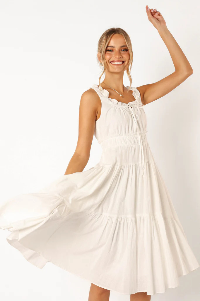 Oriana Midi Dress - White | Petal & Pup (US)