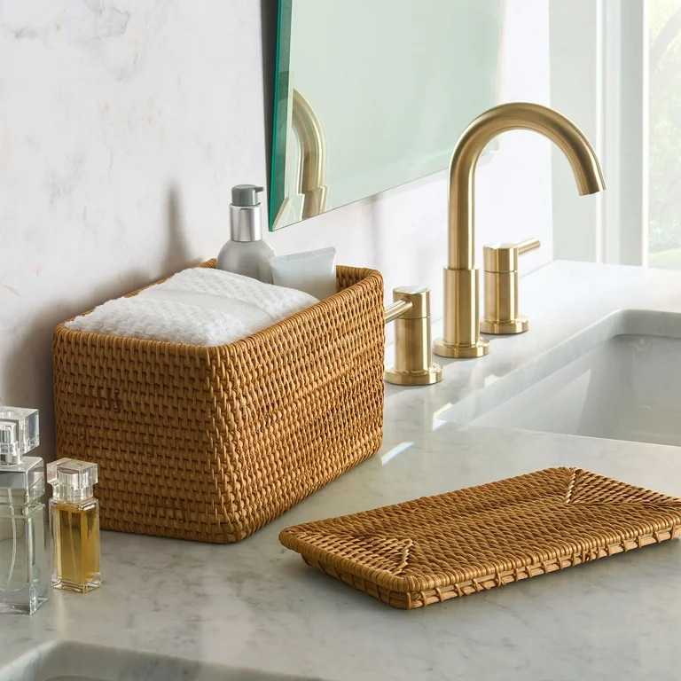 Better Homes & Gardens Rattan Organizer Basket with Lid, Brown | Walmart (US)