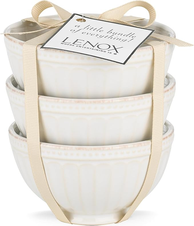 Lenox (858037 ) French Perle Groove Bowls (Set of 3), Mini, White | Amazon (US)