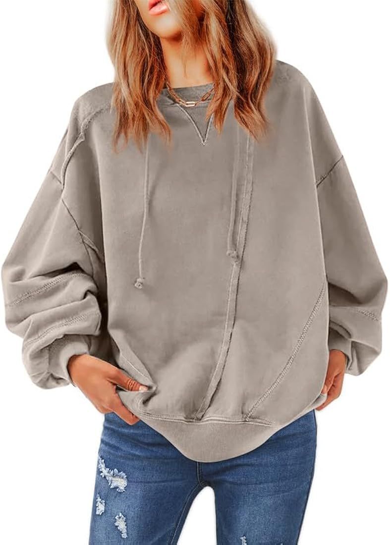 Womens Hoodies Casual Long Sleeve Lightweight Pullover Tops Loose Hooded Sweatshirt | Amazon (US)