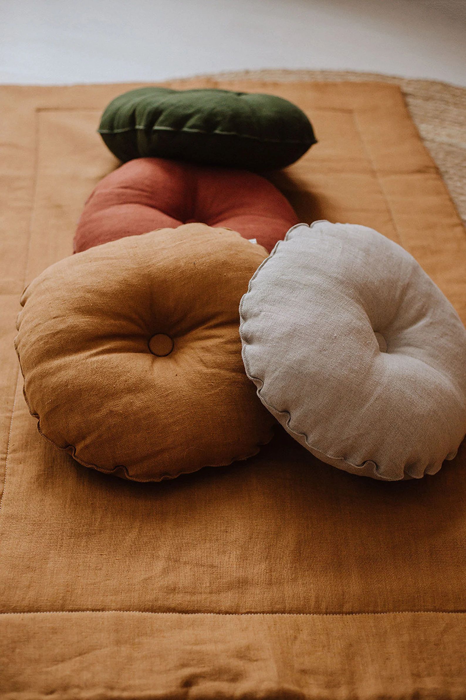 Washed Linen Round Pillow With Button Linen Cushions Rustic | Etsy | Etsy (US)