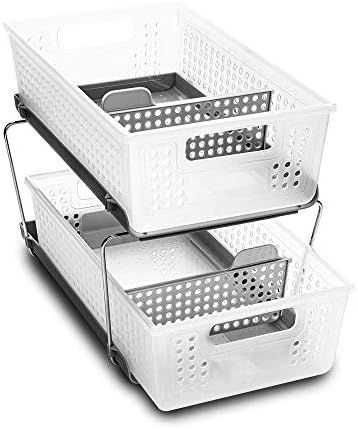 madesmart 2-Tier Organizer, Multi-Purpose Slide-Out Storage Baskets with Handles, Clear | Amazon (US)