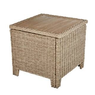 Hampton Bay Amber Grove Brown Wicker Steel Frame Outdoor Accent Trunk Table 65-517539A - The Home... | The Home Depot