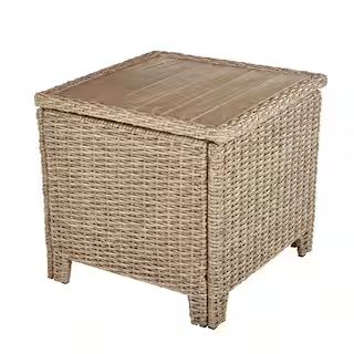 Hampton Bay Amber Grove Brown Wicker Steel Frame Outdoor Accent Trunk Table 65-517539A - The Home... | The Home Depot