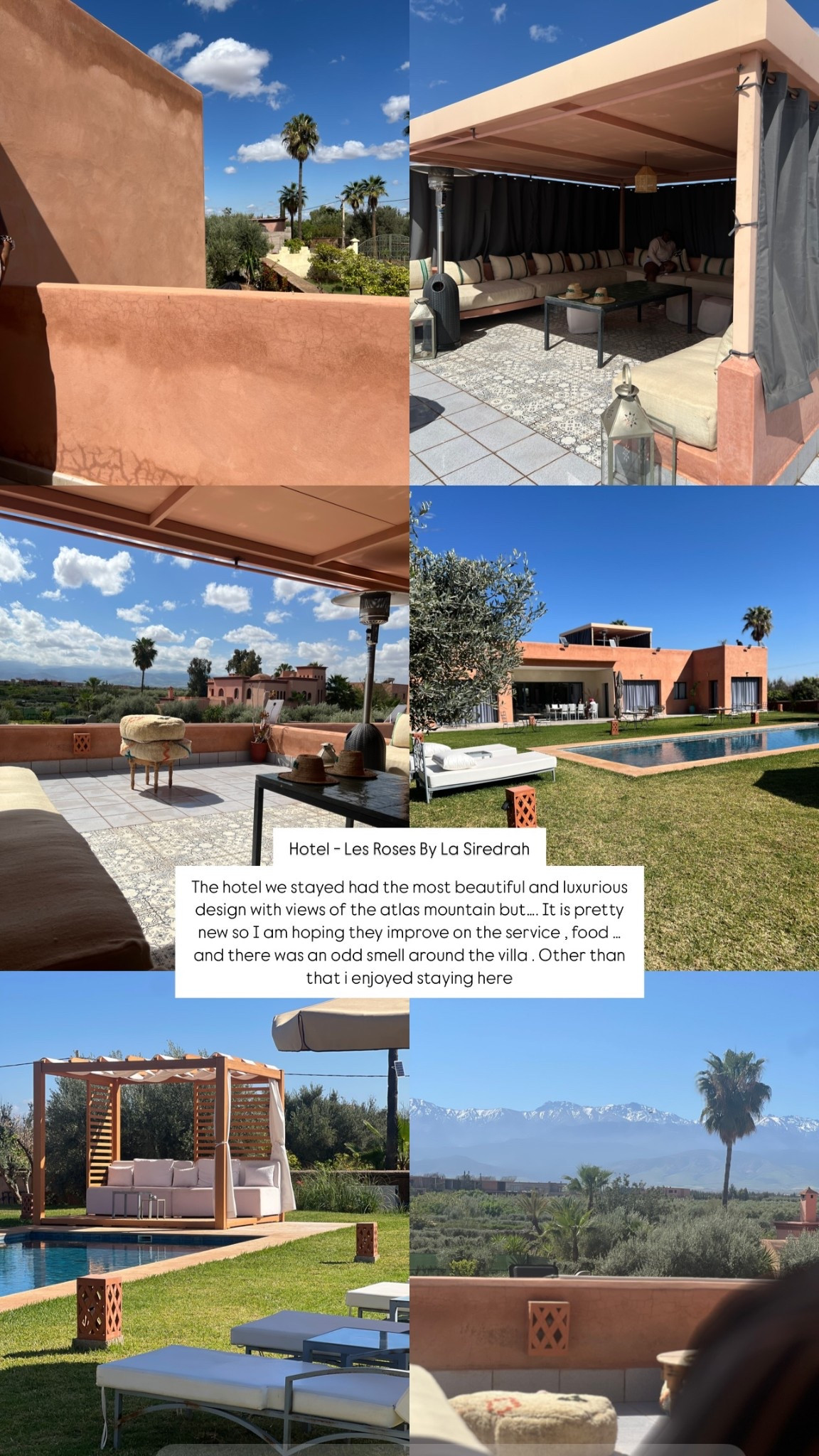 The hotel we stayed had the most beautiful and luxurious design with views of the atlas mountain - Hotel - Les Roses By La Siredrah

Travel 
Travel to Marrakech 
Where to go this summer 
Holiday inspo 
Holiday ideas 
Travel tips 
Holiday tips 
Hotel 
Holiday hotel 
Holiday resort 
Travel ideas 

#LTKsummer #LTKspring #LTKuk