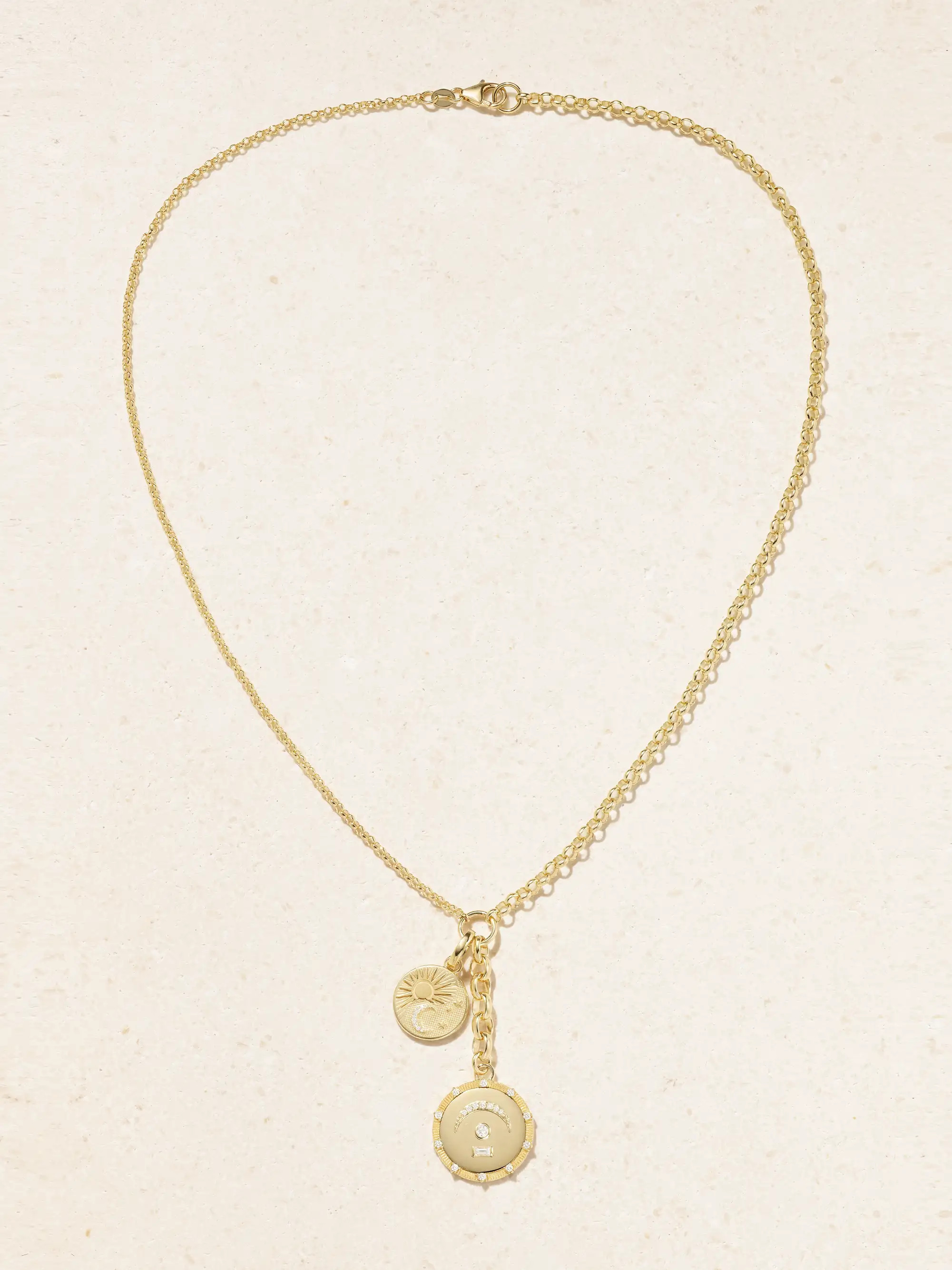 Pause + Balance Medium Mixed Belcher Story 18-karat gold diamond necklace | NET-A-PORTER (US)