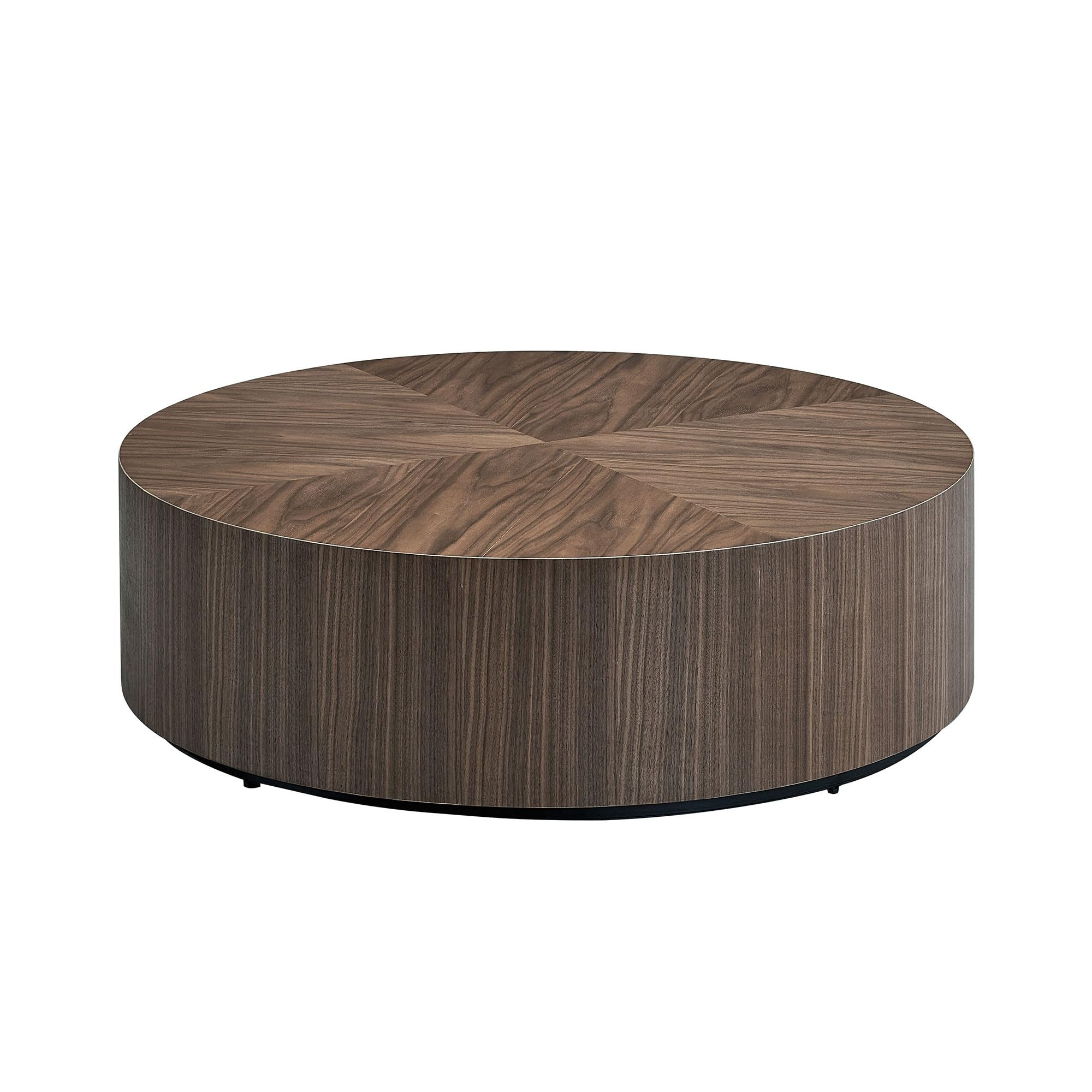 35" Modern Round Coffee Table for Living Room, Circle Coffee Table Drum Center Table Tea Table fo... | Amazon (US)