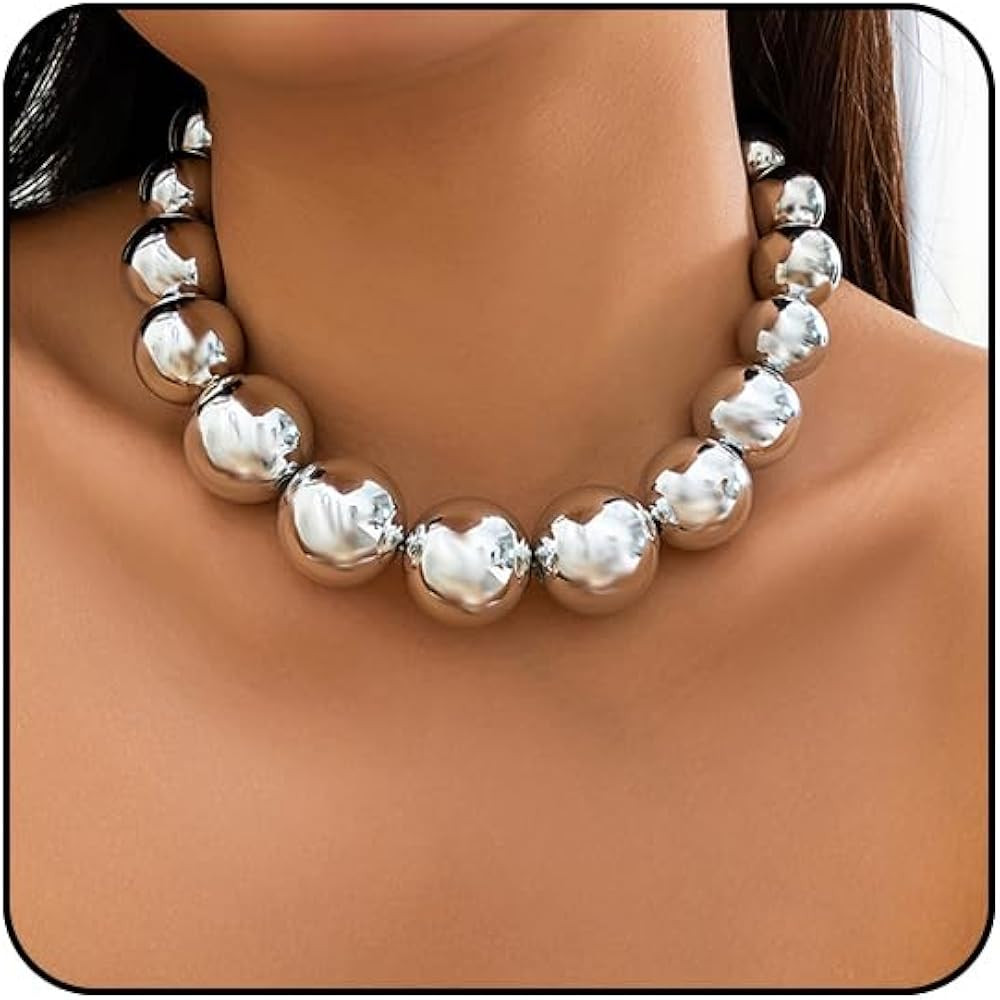 Chunky Gold Necklace Big Silver Chunky Necklaces for Women Gold Statement Necklace for Women Chun... | Amazon (US)