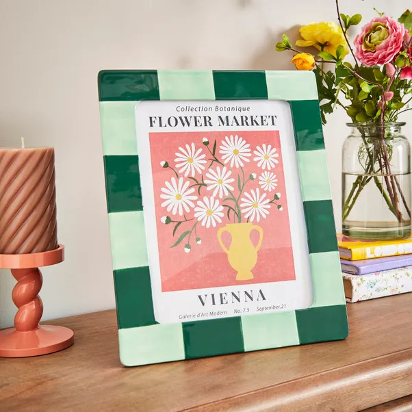 Striped Ceramic Photo Frame | Dunelm