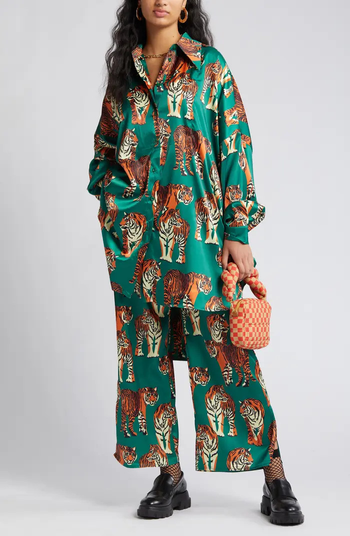 Tiger Print Royal Satin Matching Set | Nordstrom