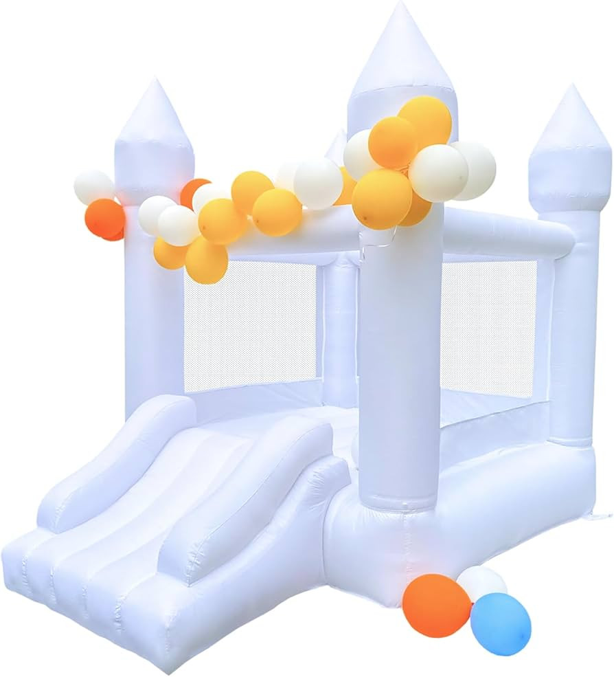 White Bounce House, Bounce House for Kids 3-6 Blower Included, Bouncy Castle with Slide Indoor Ou... | Amazon (US)