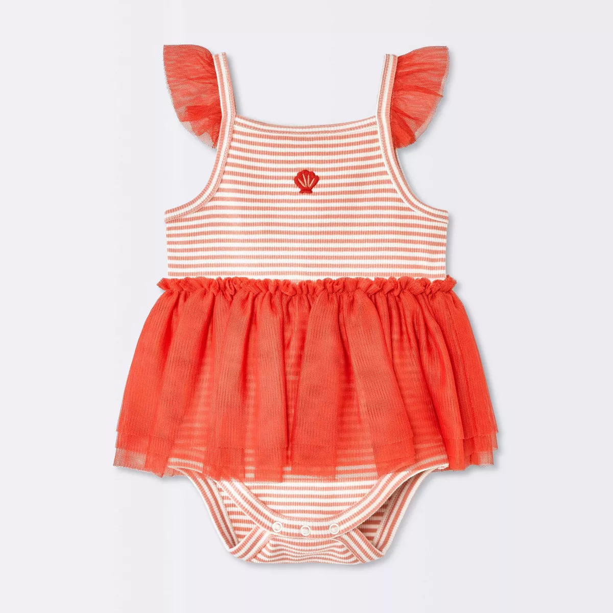 Baby Girls' Striped Tulle Sunsuit - Cloud Island™ Red 12M | Target