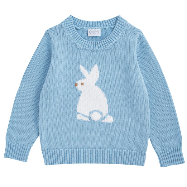 Blue Crew Neck Bunny Sweater | Mud Pie