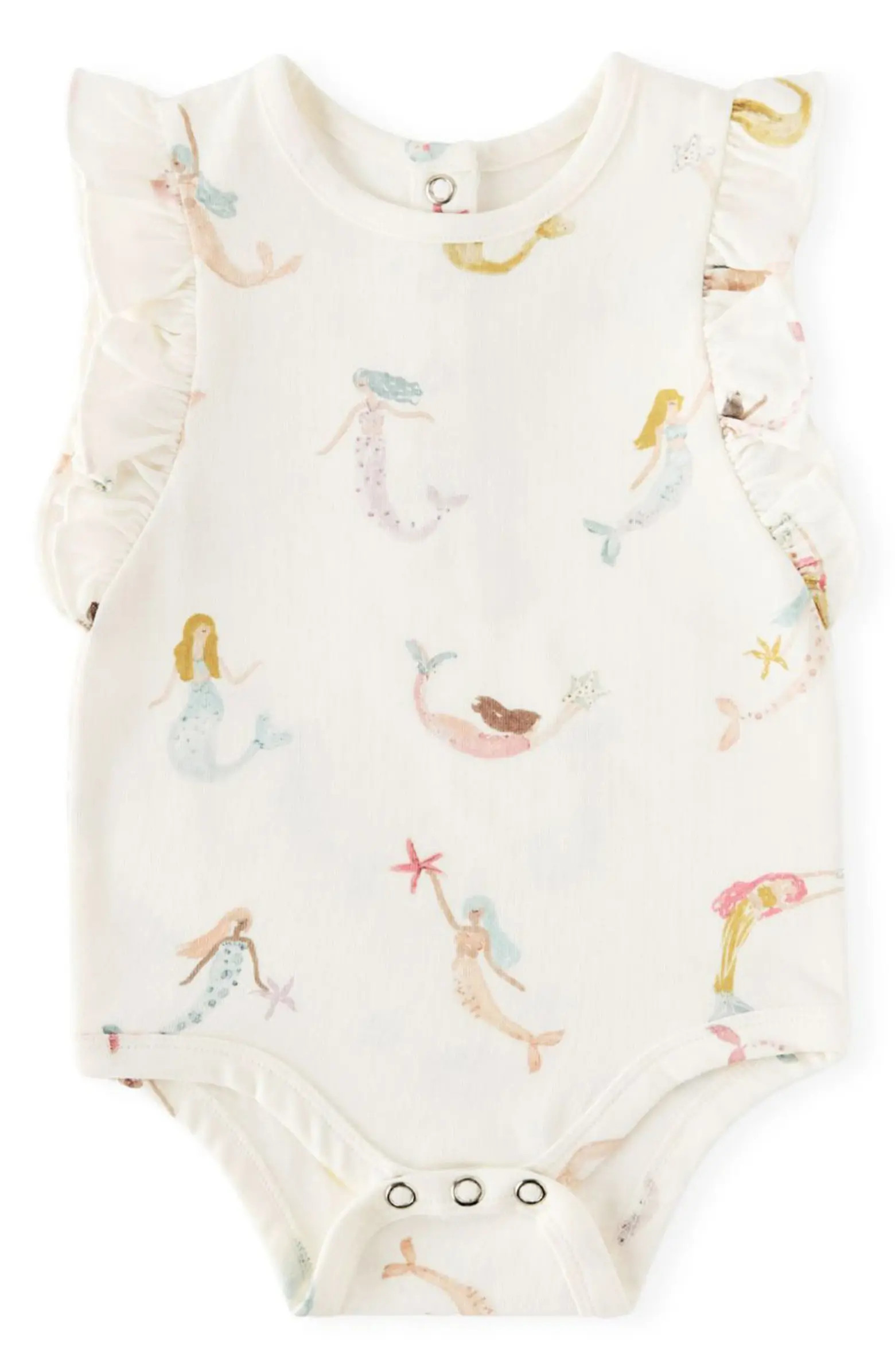 Pehr Mermaid Melody Flutter Sleeve Organic Cotton Bodysuit | Nordstrom | Nordstrom
