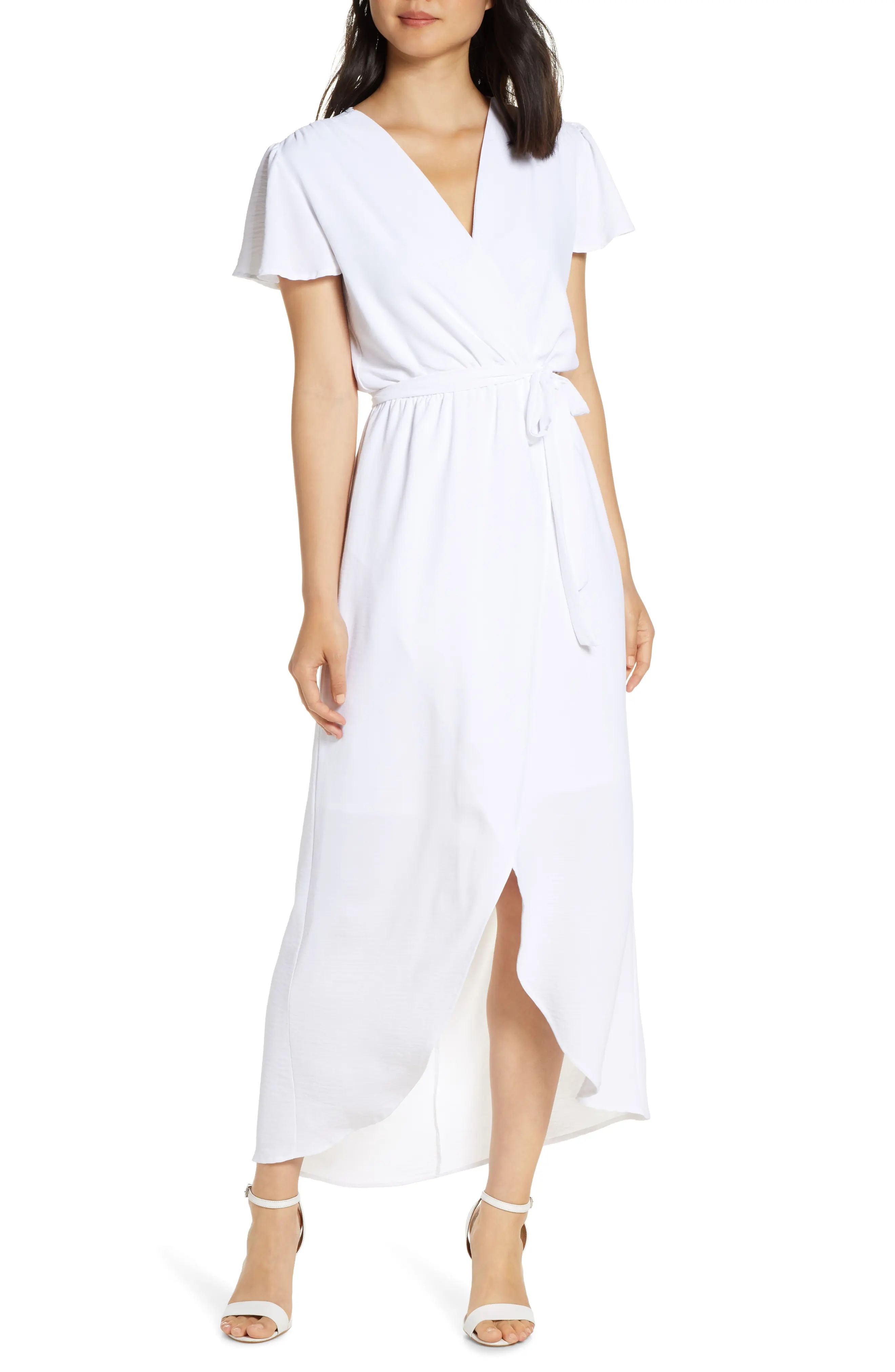 Women's Fraiche By J High/low Wrap Maxi Dress, Size Medium - White | Nordstrom