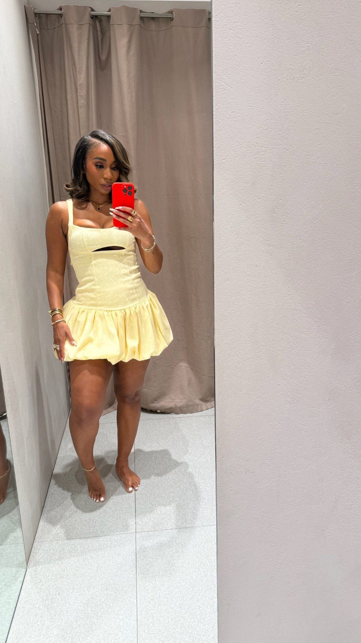 Yellow balloon mini dress! 

#LTKMidsize #LTKootd