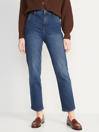 Extra High-Waisted Sky-Hi Straight Cropped Workwear Jeans for Women | Old Navy (US)
