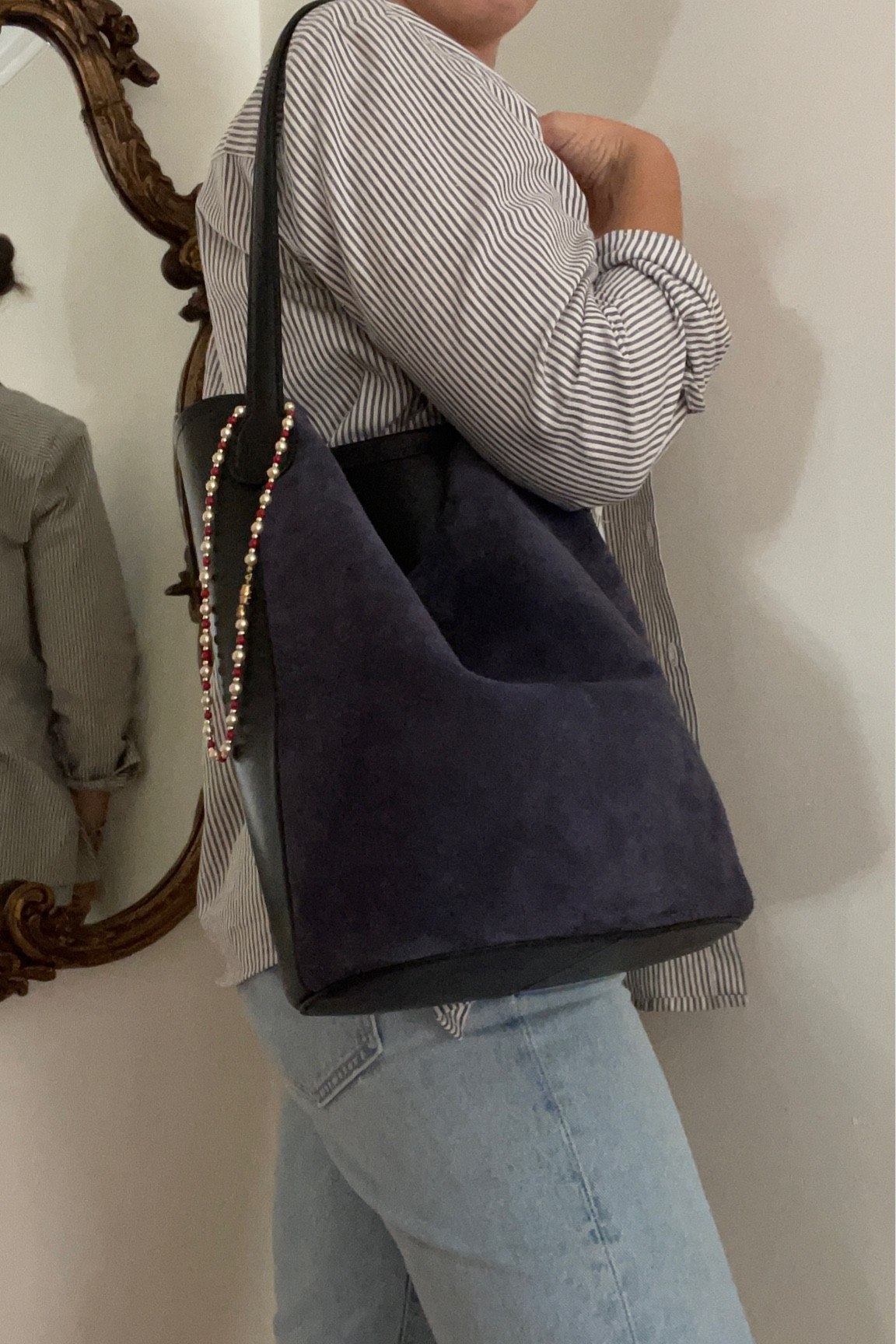 J crew Berkeley bucket bag outfit 