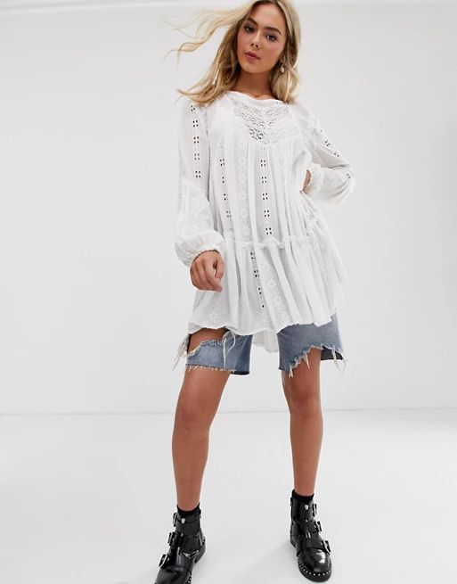 Free People Kiss Kiss tunic in white | ASOS (Global)