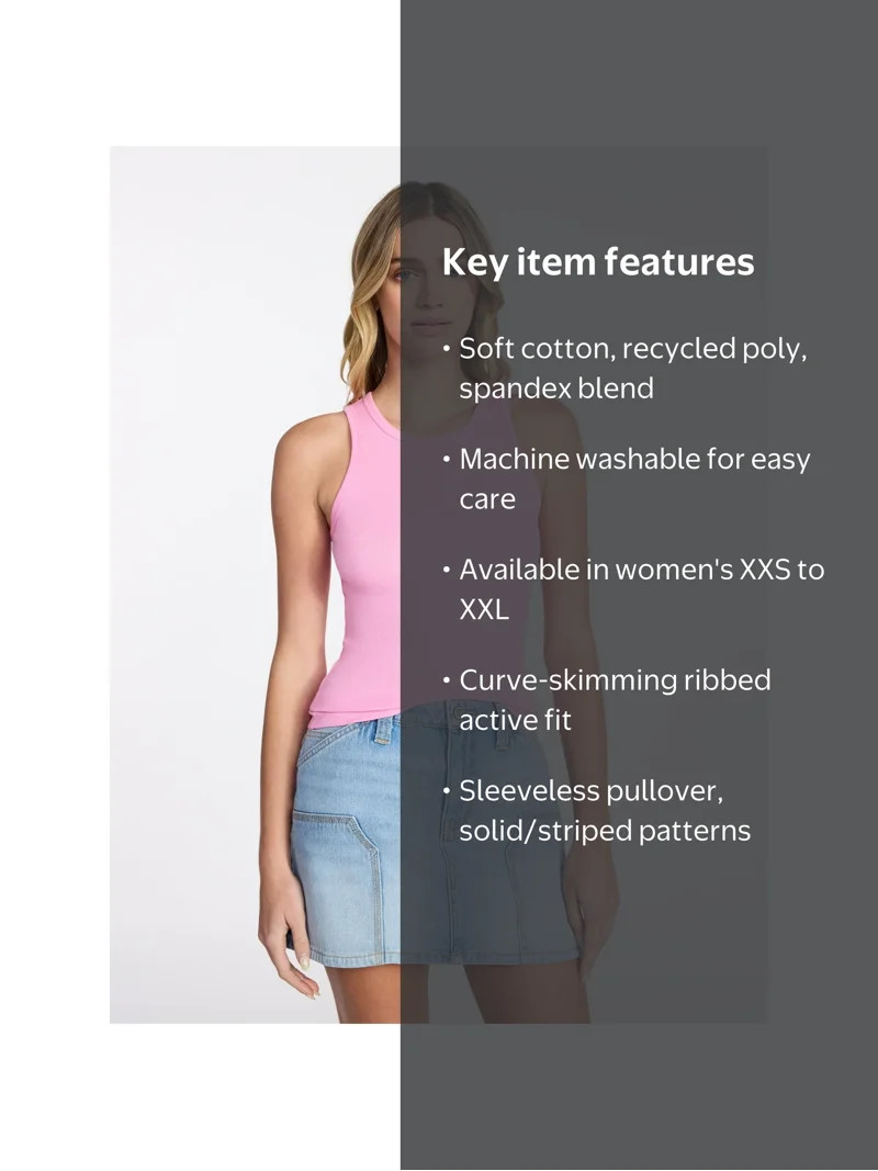 No Boundaries Ribbed High Neck Tank Top, Women's XXS-XXL | Walmart (US)