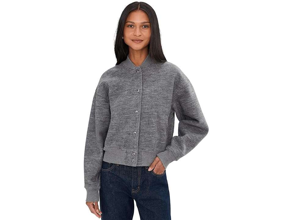 Madewell Coho Zip Bomber Jacket Women's Clothing Heather Charcoal : XS (Women's 00-0), Polyester/Wool | Zappos