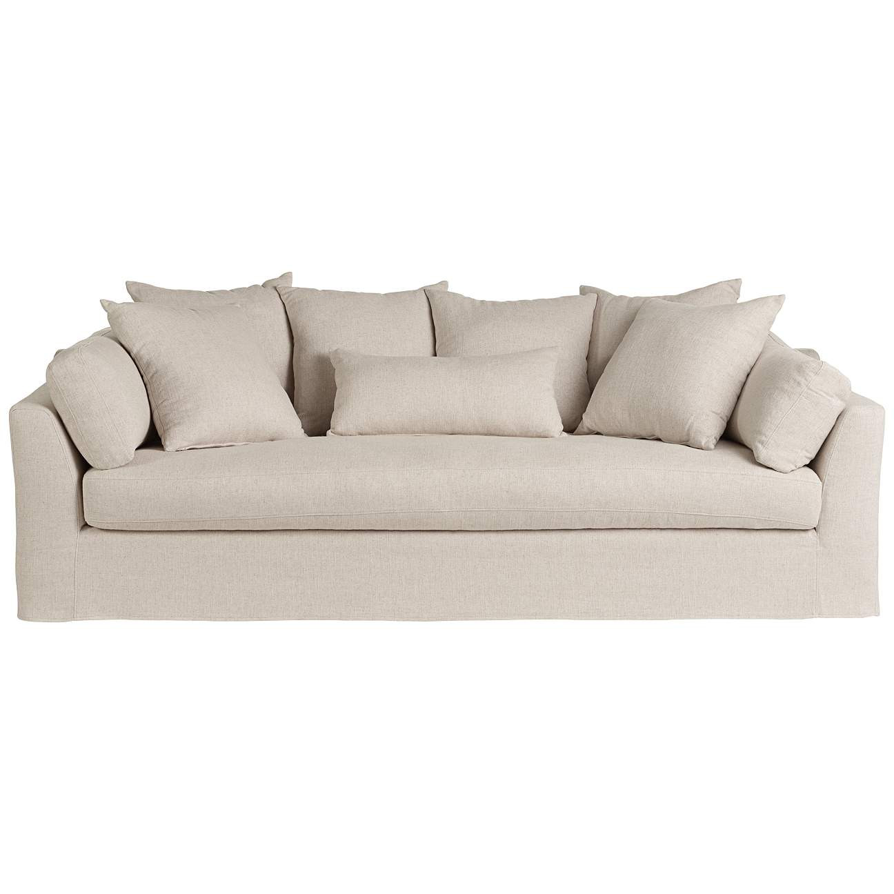 Chateau 99" Wide Linen Fabric Slipcover Sofa | Lamps Plus