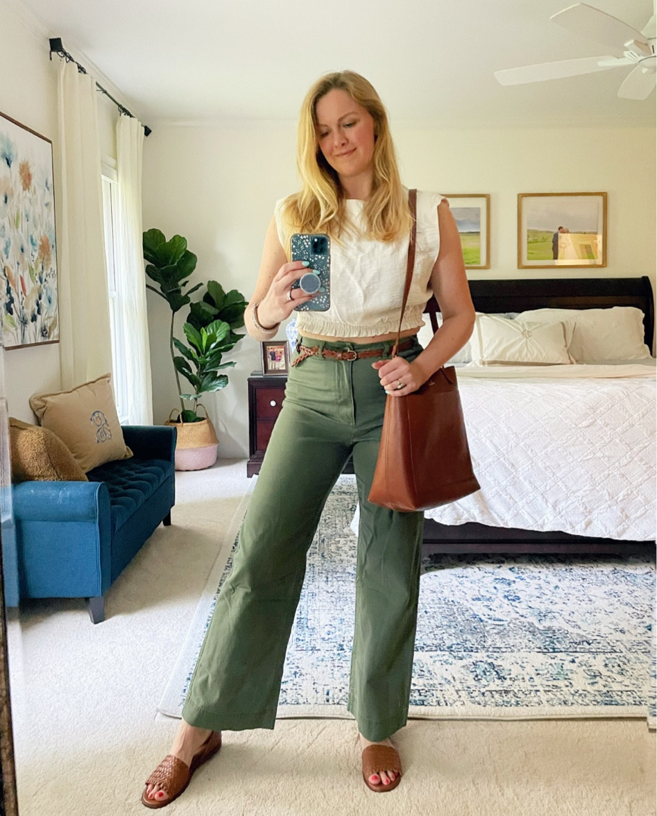 Casual outfit for late spring or summer

Cropped white sleeveless top fits true to size.

Wide leg pants are soft & very comfy! Under $50 & a bestseller.

Wearing my normal size in everything

#LTKunder50 #LTKSeasonal