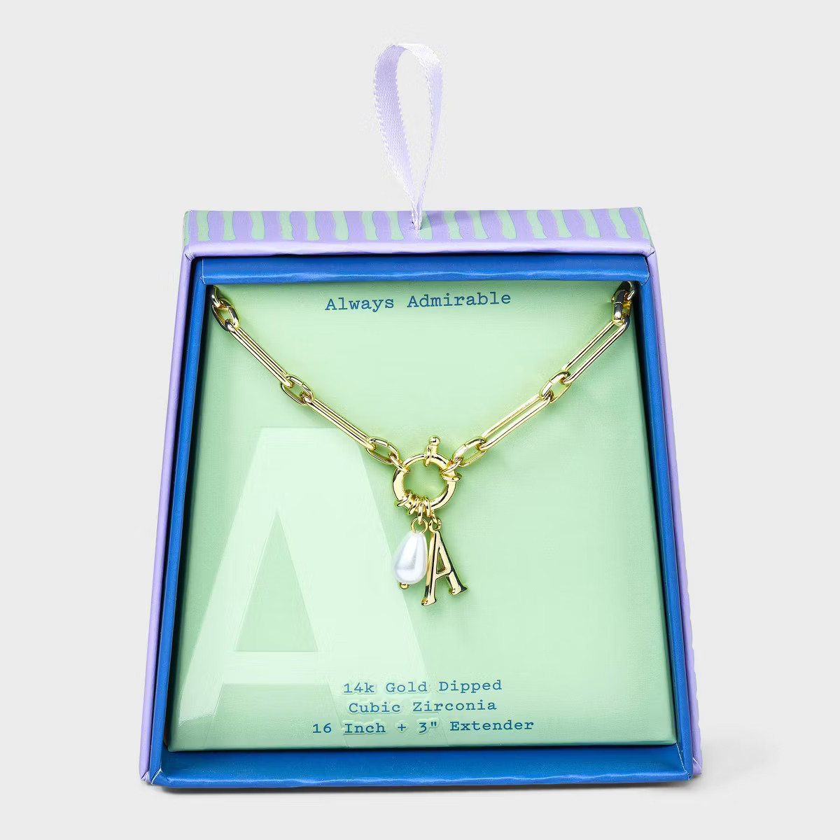 14K Gold Dipped Pearl Charm on Chain Initial Necklace - A New Day Gold | Target