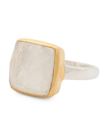 Made In India Sterling Silver Rainbow Moonstone Two Tone Ring | TJ Maxx